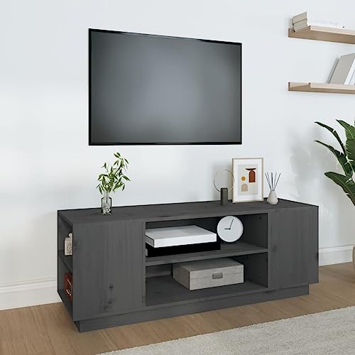 RMIHSJG TV-Schrank Grau Fernsehschrank wohnzimmerschrank Fernsehtisch tv unterschrank 110x35x40,5 cm Massivholz Kiefer von RMIHSJG