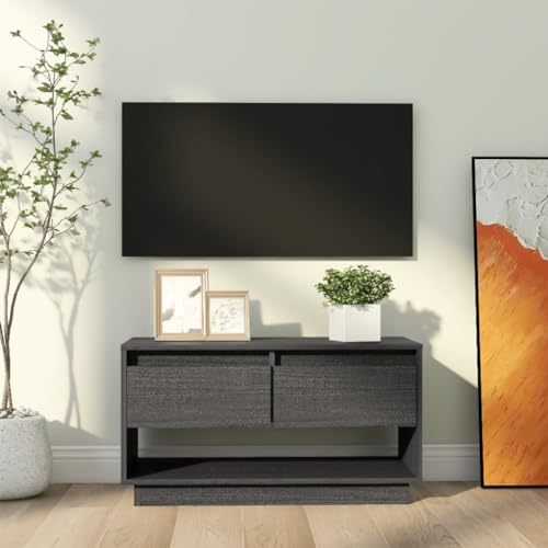RMIHSJG TV-Schrank Grau tv Bank lowboard Sideboard tv wohnzimmerschrank 74x34x40 cm Massivholz Kiefer von RMIHSJG