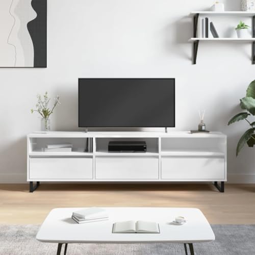 RMIHSJG TV-Schrank Hochglanz-Weiß Sideboard Wohnzimmer tv Board HiFi Rack tv kommode 150x30x44,5 cm Holzwerkstoff von RMIHSJG