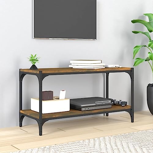 RMIHSJG TV-Schrank Räuchereiche Sideboard hängend Fernsehtisch Fernseher kommode HiFi Rack 80x33x41 cm Holzwerkstoff und Stahl von RMIHSJG