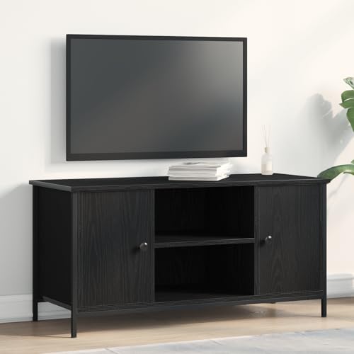 RMIHSJG TV Schrank Schwarz Eiche HiFi Rack tv ständer Fernseher Schrank wohnzimmerschrank 100x40x50 cm Holzwerkstoff und Stahl RMIHSJG TV Schrank Schwarz Eiche HiFi Rack tv ständer Fernseher Schrank wohnzimmerschrank 100x40x50 cm Holzwerkstoff und Stahl von RMIHSJG