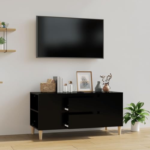 RMIHSJG TV-Schrank Schwarz Sideboard tv kommode HiFi Rack Fernsehtisch 102x44,5x50 cm Holzwerkstoff von RMIHSJG