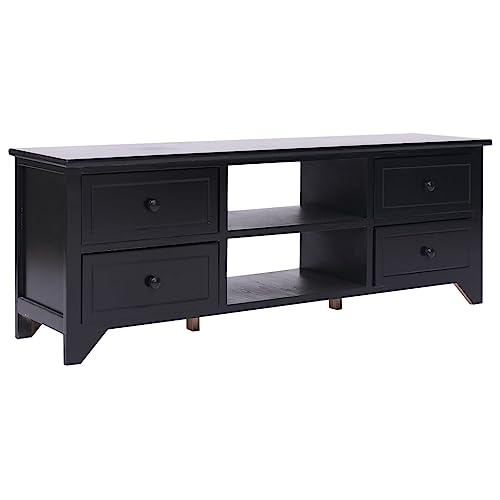 RMIHSJG TV-Schrank Schwarz kommode tv möbel Fernseher Schrank Sideboard Wohnzimmer 108x30x40 cm Massivholz Paulownia von RMIHSJG