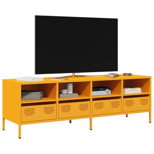 RMIHSJG TV-Schrank Senfgelb tv kommode Fernseher Tisch Fernseher kommode wohnzimmerschrank 135x39x43,5 cm Kaltgewalzter Stahl von RMIHSJG
