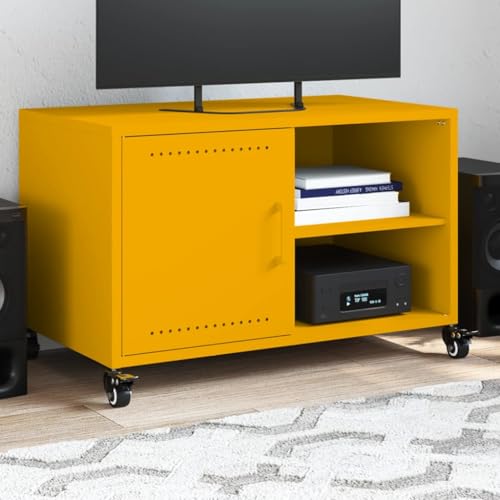 RMIHSJG TV-Schrank Senfgelb tv möbel tv Board Fernsehtisch Fernseher Tisch 68x39x43,5 cm Stahl von RMIHSJG