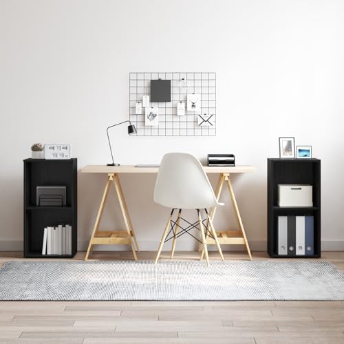 RMIHSJG TV-Schrank-Set 2 pcs Schwarze Eiche tv Cabinet hängeschrank Fernseher Schrank Fernsehschrank 37 x 35 x 107 cm von RMIHSJG