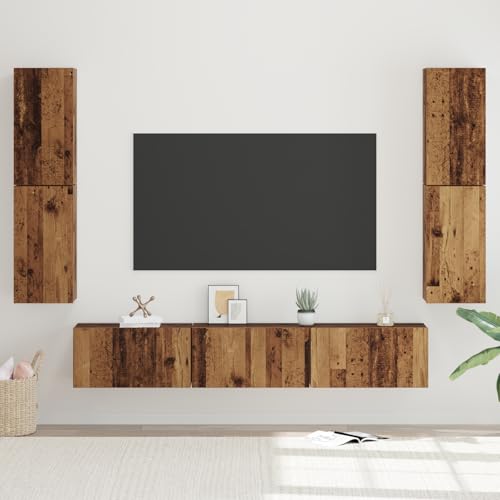 RMIHSJG TV-Schrank-Set 7 pcs Altes Holz tv möbel Konsolentisch mit Schubladen kommode Fernseher Schrank 80 x 30 x 30,5 cm Holzwerkstoff von RMIHSJG