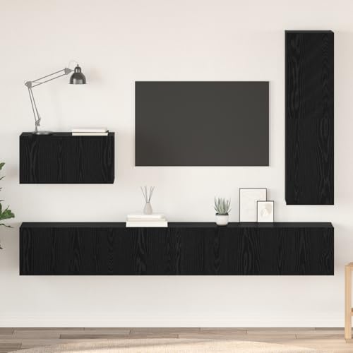 RMIHSJG TV-Schrank-Set mit Regal Sonstiges 4 pcs Schwarz Eiche tv Board Fernseher Tisch tv kommode Fernsehtisch 30,5 x 30 x 110 cm RMIHSJG TV-Schrank-Set mit Regal Sonstiges 4 pcs Schwarz Eiche tv Board Fernseher Tisch tv kommode Fernsehtisch 30,5 x 30 x 110 cm von RMIHSJG