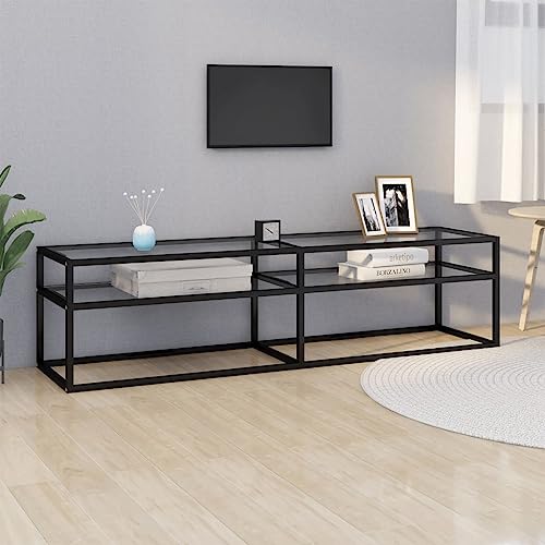 RMIHSJG TV-Schrank Transparent Fernsehtisch HiFi Rack wohnzimmerschrank Fernseher kommode 160x40x40,5 cm Hartglas von RMIHSJG