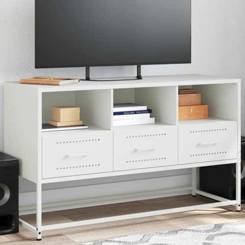 RMIHSJG TV-Schrank Weiß Couchtisch kommode Sideboard tv tv ständer 100,5x39x60,5 cm Stahl von RMIHSJG