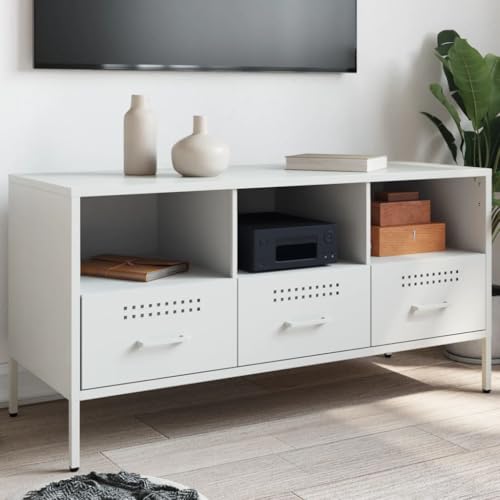 RMIHSJG TV-Schrank Weiß hängeschrank Fernsehtisch Couchtisch tv kommode 100,5x39x50,5 cm Stahl RMIHSJG TV-Schrank Weiß hängeschrank Fernsehtisch Couchtisch tv kommode 100,5x39x50,5 cm Stahl von RMIHSJG