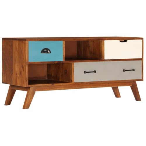 RMIHSJG TV-Schrank mit 3 Schubladen tv ständer tv Bank kommode Fernsehtisch 110x35x50 cm Massivholz Akazie von RMIHSJG