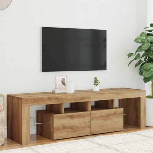 RMIHSJG TV-Schrank mit LED Artisan-Eiche Sideboard hängend tv Regal Fernsehtisch HiFi Rack 140x36,5x40 cm Holzwerkstoff von RMIHSJG