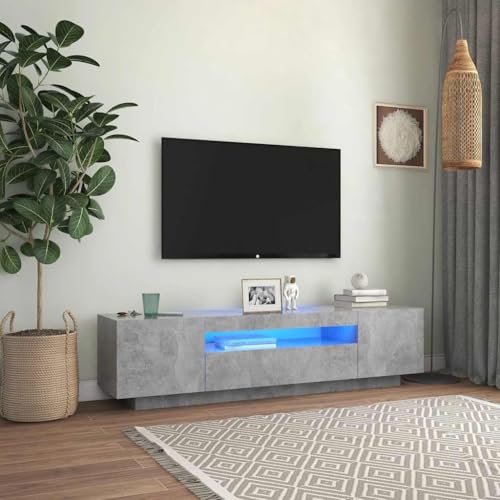 RMIHSJG TV-Schrank mit LED-Beleuchtung Betongrau hängeschrank Fernsehschrank Fernseher Tisch Sideboard hängend 160x35x40 cm von RMIHSJG