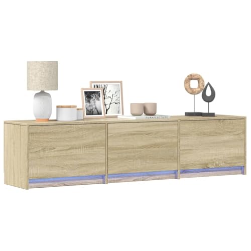 RMIHSJG TV-Schrank mit LED-Beleuchtung Sonoma-Eiche Fernseher kommode lowboard tv Cabinet kommode 165x34x40 cm von RMIHSJG