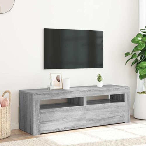 RMIHSJG TV-Schrank mit LED-Leuchten Grau Sonoma Fernsehschrank lowboard hängeschrank tv möbel 120x35x40 cm von RMIHSJG