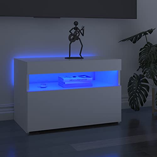 RMIHSJG TV-Schrank mit LED-Leuchten Hochglanz-Weiß tv Board lowboard tv Cabinet Fernseher kommode 60x35x40 cm von RMIHSJG