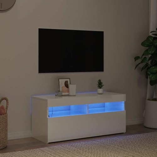 RMIHSJG TV-Schrank mit LED-Leuchten Hochglanz-Weiß tv ständer tv unterschrank kommode Konsolentisch mit Schubladen 90x35x40 cm RMIHSJG TV-Schrank mit LED-Leuchten Hochglanz-Weiß tv ständer tv unterschrank kommode Konsolentisch mit Schubladen 90x35x40 cm von RMIHSJG