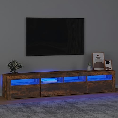 RMIHSJG TV-Schrank mit LED-Leuchten Räuchereiche Couchtisch hängeschrank lowboard Sideboard tv 210x35x40 cm RMIHSJG TV-Schrank mit LED-Leuchten Räuchereiche Couchtisch hängeschrank lowboard Sideboard tv 210x35x40 cm von RMIHSJG