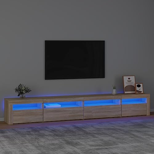 RMIHSJG TV-Schrank mit LED-Leuchten Sonoma-Eiche hängeschrank Fernsehschrank Sideboard Wohnzimmer tv Bank 270x35x40 cm von RMIHSJG