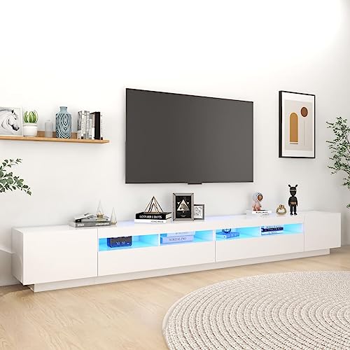 RMIHSJG TV-Schrank mit LED-Leuchten Weiß tv ständer tv Board Fernseher kommode wohnzimmerschrank 300x35x40 cm von RMIHSJG