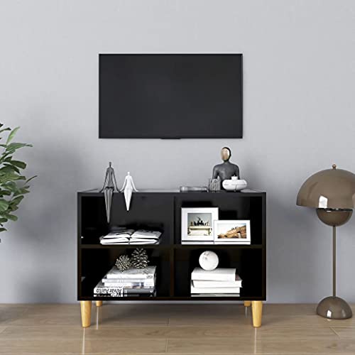 RMIHSJG TV-Schrank mit Massivholz-Beinen Schwarz Sideboard tv tv ständer Fernseher Schrank Fernsehschrank 69,5x30x50 cm von RMIHSJG