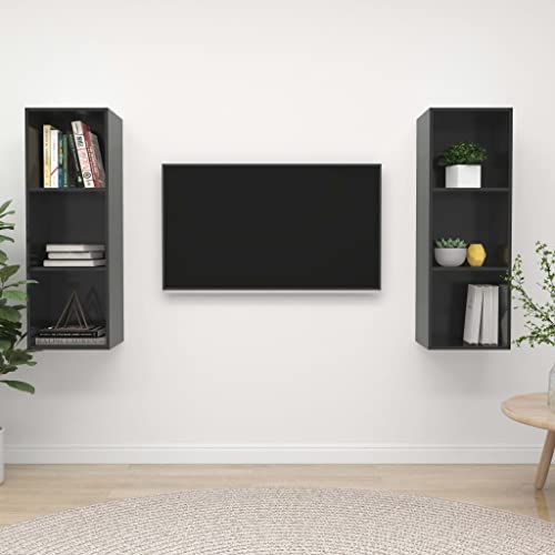 RMIHSJG TV-Wandschränke 2 STK. Hochglanz-Grau Holzwerkstoff tv unterschrank tv Board Fernseher Schrank HiFi Rack RMIHSJG TV-Wandschränke 2 STK. Hochglanz-Grau Holzwerkstoff tv unterschrank tv Board Fernseher Schrank HiFi Rack von RMIHSJG