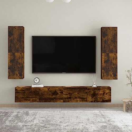 RMIHSJG TV-Wandschränke 2 STK. Räuchereiche tv Cabinet lowboard HiFi Rack Fernsehtisch 30,5x30x110 cm von RMIHSJG