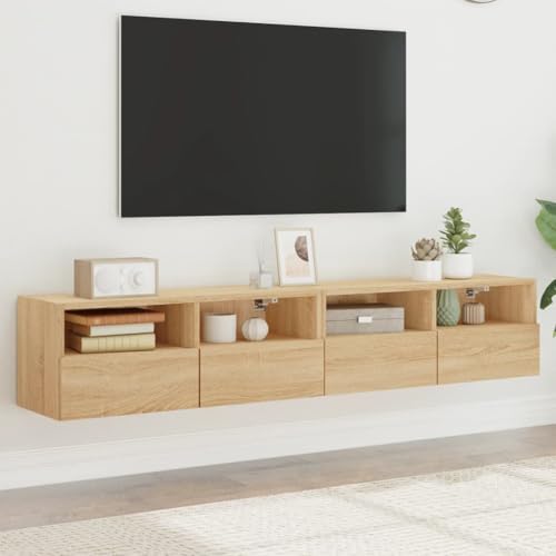 RMIHSJG TV-Wandschränke 2 STK. Sonoma-Eiche Fernseher Schrank HiFi Rack Couchtisch tv Regal 80x30x30 cm Holzwerkstoff RMIHSJG TV-Wandschränke 2 STK. Sonoma-Eiche Fernseher Schrank HiFi Rack Couchtisch tv Regal 80x30x30 cm Holzwerkstoff von RMIHSJG
