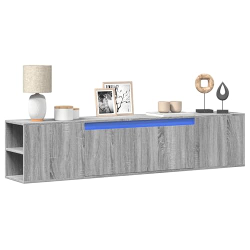 RMIHSJG TV-Wandschrank mit LED-Beleuchtung Grau Sonoma Sideboard tv lowboard tv kommode Sideboard Wohnzimmer 180x31x39,5 cm von RMIHSJG