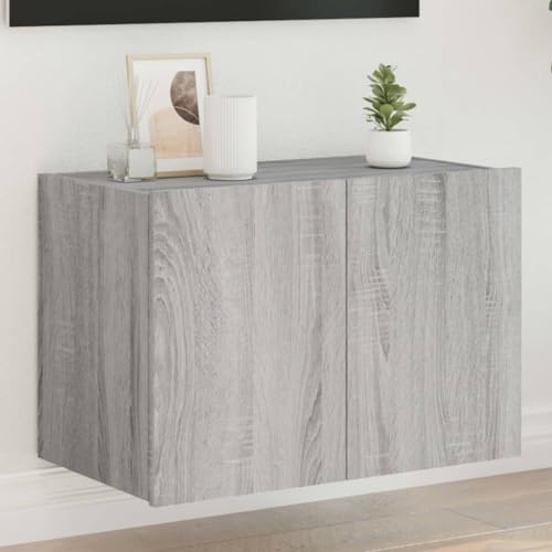RMIHSJG TV-Wandschrank mit LED-Leuchten Grau Sonoma Sideboard hängend tv Board Fernsehtisch tv möbel 60x35x41 cm von RMIHSJG