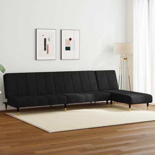 Samt Schlafsofa 2-in-1 Funktion Sofagarnitur mit Chaiselongue, Relaxsofa Holzgestell für Wohnzimmer, Klappbett Gästebett Sitzgruppe in Beige Grau Samt Schlafsofa 2-in-1 Funktion Sofagarnitur mit Chaiselongue, Relaxsofa Holzgestell für Wohnzimmer, Klappbett Gästebett Sitzgruppe in Beige Grau von RMIHSJG