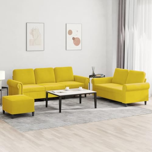 Samt Sofagarnitur 3-Sitzer Sofa mit Hocker, Bequemes Velours Sofaset für Wohnzimmer, Robustes Gestell aus Metall und Sperrholz, Sitzbank Garnitur mit Samt Sofagarnitur 3-Sitzer Sofa mit Hocker, Bequemes Velours Sofaset für Wohnzimmer, Robustes Gestell aus Metall und Sperrholz, Sitzbank Garnitur mit von RMIHSJG