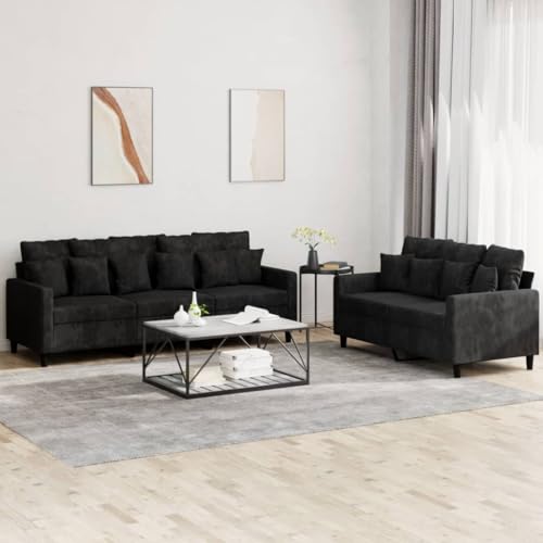 Samt Sofagarnitur 3-Sitzer mit Metallgestell, Bequemes Wohnzimmer Sofa Set mit Dicker Polsterung, Robustes Sitzmöbel für Entspannung und Gemütlichkeit Samt Sofagarnitur 3-Sitzer mit Metallgestell, Bequemes Wohnzimmer Sofa Set mit Dicker Polsterung, Robustes Sitzmöbel für Entspannung und Gemütlichkeit von RMIHSJG