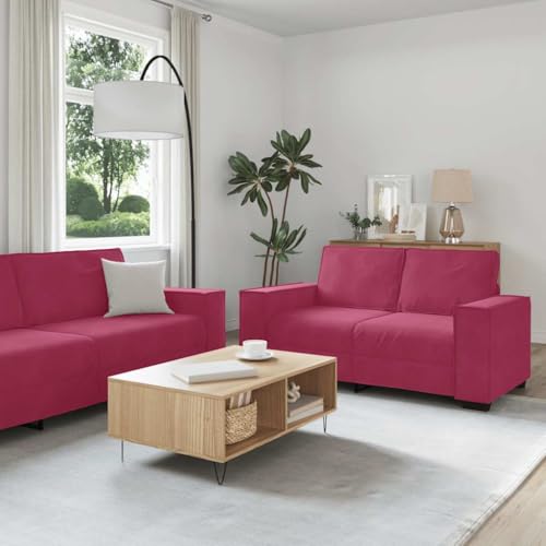 Samt Sofagarnitur mit Holz Metall Gestell, Bequem Polster Sofa Set für Wohnzimmer, Büro und Gästezimmer, Breite Armlehnen und Weiche Sitzfläche zum Entspannen Samt Sofagarnitur mit Holz Metall Gestell, Bequem Polster Sofa Set für Wohnzimmer, Büro und Gästezimmer, Breite Armlehnen und Weiche Sitzfläche zum Entspannen von RMIHSJG
