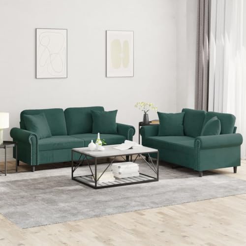 Samt Sofagarnitur mit Metallgestell und Zierkissen, Bequemes Wohnzimmer Sofa Set zum Entspannen, Lesen und Fernsehen, Robust und Stabil mit Samtbezug Samt Sofagarnitur mit Metallgestell und Zierkissen, Bequemes Wohnzimmer Sofa Set zum Entspannen, Lesen und Fernsehen, Robust und Stabil mit Samtbezug von RMIHSJG