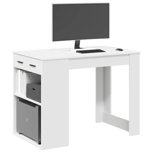 Schreibtisch mit Schubladen und Ablage Weiß Dinner Table Esszimmer für Küche 102x62x77,5 cm von RMIHSJG