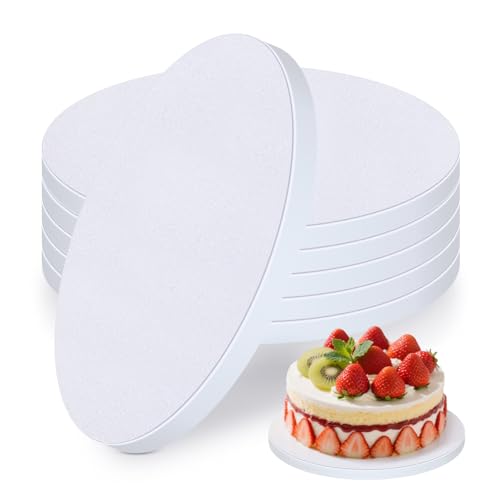 (6 Stück) Cake Board 20 cm Rund x 12 mm Dick,Tortenplatte Pappe Weiß, Tortenunterlage Rund, Wiederverwendbares Cakeboard für den Transport von Kuchen & Desserts, ideal für Partys, Hochzeiten usw. von RMIVEGLIA
