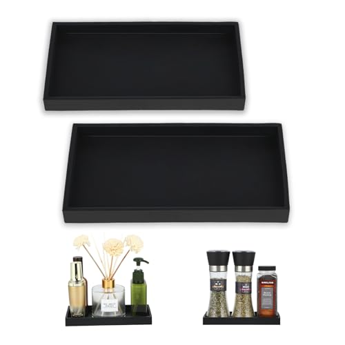 2er Set Deko Tablett für Badezimmer, Schwarz, Silikon, Rechteckig, tablett schwarz rechteckig, tablett Badezimmer, Geeignet für Küche und Bad von RMIVEGLIA