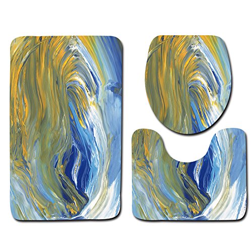 Badezimmermatte Abstraktes Blaues Muster rutschfeste Badmatte Waschbar Bath Mat Bad Vorleger Memory Schaum Badezimmerteppich U förmige WC Teppich Badteppich Set 45x75 cm Badezimmermatte Abstraktes Blaues Muster rutschfeste Badmatte Waschbar Bath Mat Bad Vorleger Memory Schaum Badezimmerteppich U förmige WC Teppich Badteppich Set 45x75 cm von RMJCXYS