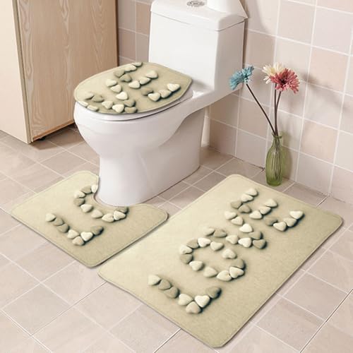 Badezimmermatte Beige Stein Liebe rutschfeste Badmatte Waschbar Bath Mat Bad Vorleger Memory Schaum Badezimmerteppich U förmige WC Teppich Badteppich Set 45x75 cm Badezimmermatte Beige Stein Liebe rutschfeste Badmatte Waschbar Bath Mat Bad Vorleger Memory Schaum Badezimmerteppich U förmige WC Teppich Badteppich Set 45x75 cm von RMJCXYS