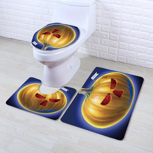 Badezimmermatte Blau Gelb Kürbis rutschfeste Badmatte Waschbar Bath Mat Bad Vorleger Memory Schaum Badezimmerteppich U förmige WC Teppich Badteppich Set 50x80 cm Badezimmermatte Blau Gelb Kürbis rutschfeste Badmatte Waschbar Bath Mat Bad Vorleger Memory Schaum Badezimmerteppich U förmige WC Teppich Badteppich Set 50x80 cm von RMJCXYS