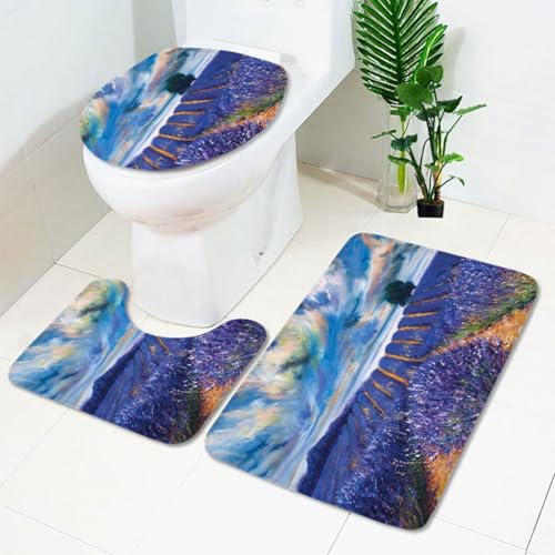 Badezimmermatte Blaue Lila Blume rutschfeste Badmatte Waschbar Bath Mat Bad Vorleger Memory Schaum Badezimmerteppich U förmige WC Teppich Badteppich Set 50x80 cm Badezimmermatte Blaue Lila Blume rutschfeste Badmatte Waschbar Bath Mat Bad Vorleger Memory Schaum Badezimmerteppich U förmige WC Teppich Badteppich Set 50x80 cm von RMJCXYS