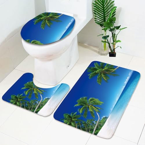 Badezimmermatte Blaue Palme rutschfeste Badmatte Waschbar Bath Mat Bad Vorleger Memory Schaum Badezimmerteppich U förmige WC Teppich Badteppich Set 50x80 cm Badezimmermatte Blaue Palme rutschfeste Badmatte Waschbar Bath Mat Bad Vorleger Memory Schaum Badezimmerteppich U förmige WC Teppich Badteppich Set 50x80 cm von RMJCXYS