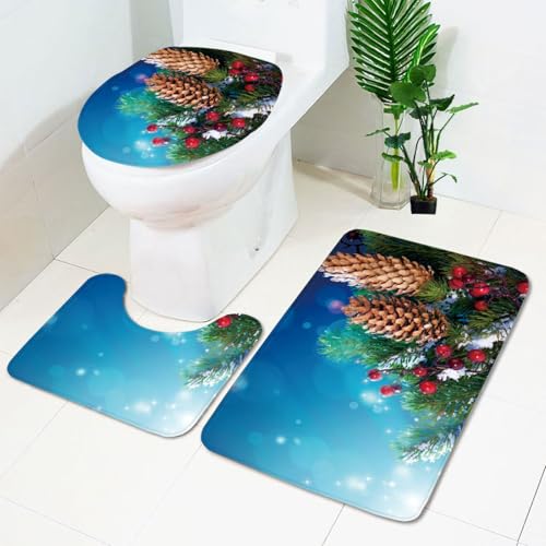 Badezimmermatte Blaue Pinecone rutschfeste Badmatte Waschbar Bath Mat Bad Vorleger Memory Schaum Badezimmerteppich U förmige WC Teppich Badteppich Set 45x75 cm Badezimmermatte Blaue Pinecone rutschfeste Badmatte Waschbar Bath Mat Bad Vorleger Memory Schaum Badezimmerteppich U förmige WC Teppich Badteppich Set 45x75 cm von RMJCXYS