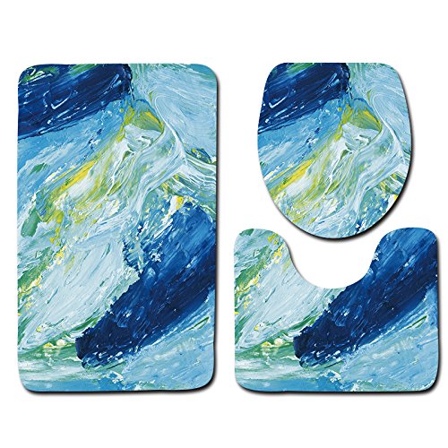 Badezimmermatte Dunkelblaue Abstrakt rutschfeste Badmatte Waschbar Bath Mat Bad Vorleger Memory Schaum Badezimmerteppich U förmige WC Teppich Badteppich Set 45x75 cm Badezimmermatte Dunkelblaue Abstrakt rutschfeste Badmatte Waschbar Bath Mat Bad Vorleger Memory Schaum Badezimmerteppich U förmige WC Teppich Badteppich Set 45x75 cm von RMJCXYS