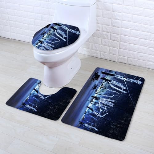 Badezimmermatte Dunkelblauer Baum rutschfeste Badmatte Waschbar Bath Mat Bad Vorleger Memory Schaum Badezimmerteppich U förmige WC Teppich Badteppich Set 45x75 cm Badezimmermatte Dunkelblauer Baum rutschfeste Badmatte Waschbar Bath Mat Bad Vorleger Memory Schaum Badezimmerteppich U förmige WC Teppich Badteppich Set 45x75 cm von RMJCXYS