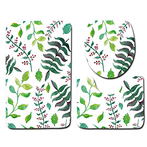 Badezimmermatte Dunkelgrüne Blätter rutschfeste Badmatte Waschbar Bath Mat Bad Vorleger Memory Schaum Badezimmerteppich U förmige WC Teppich Badteppich Set 50x80 cm Badezimmermatte Dunkelgrüne Blätter rutschfeste Badmatte Waschbar Bath Mat Bad Vorleger Memory Schaum Badezimmerteppich U förmige WC Teppich Badteppich Set 50x80 cm von RMJCXYS