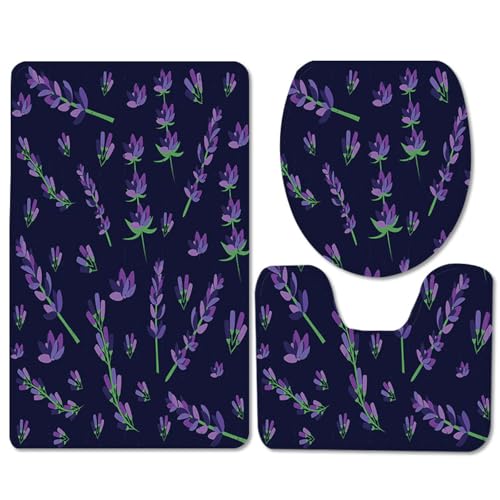 Badezimmermatte Dunkelviolette Blumen rutschfeste Badmatte Waschbar Bath Mat Bad Vorleger Memory Schaum Badezimmerteppich U förmige WC Teppich Badteppich Set 50x80 cm Badezimmermatte Dunkelviolette Blumen rutschfeste Badmatte Waschbar Bath Mat Bad Vorleger Memory Schaum Badezimmerteppich U förmige WC Teppich Badteppich Set 50x80 cm von RMJCXYS