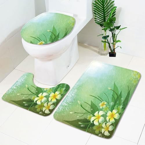 Badezimmermatte Elegante Grüne Blumen rutschfeste Badmatte Waschbar Bath Mat Bad Vorleger Memory Schaum Badezimmerteppich U förmige WC Teppich Badteppich Set 50x80 cm Badezimmermatte Elegante Grüne Blumen rutschfeste Badmatte Waschbar Bath Mat Bad Vorleger Memory Schaum Badezimmerteppich U förmige WC Teppich Badteppich Set 50x80 cm von RMJCXYS